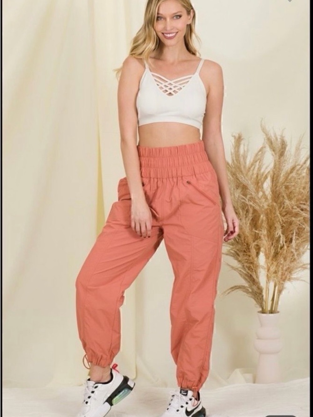 #980 Zenana Outfitters Brand New. High-Waist Joggers in Rust Color NEW